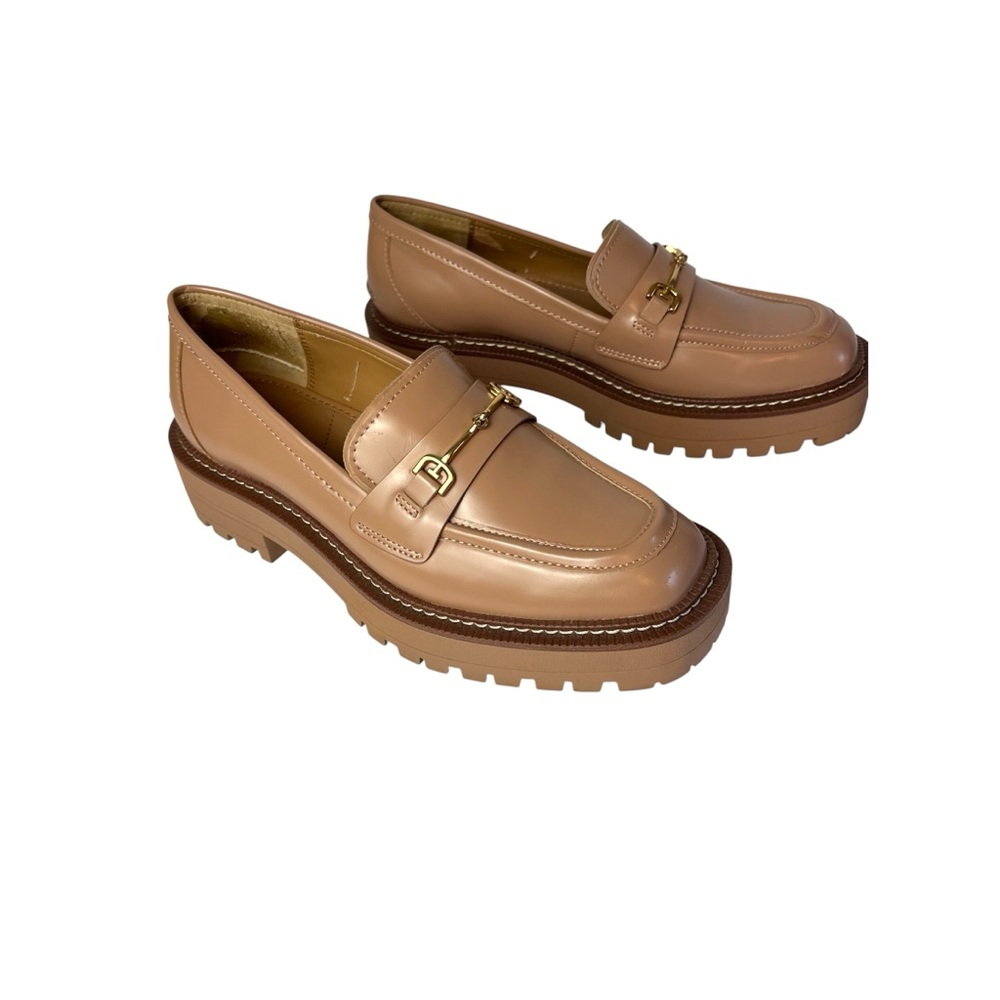 Sam Edelman Laura Chunky Tan Loafers with Gold Accent